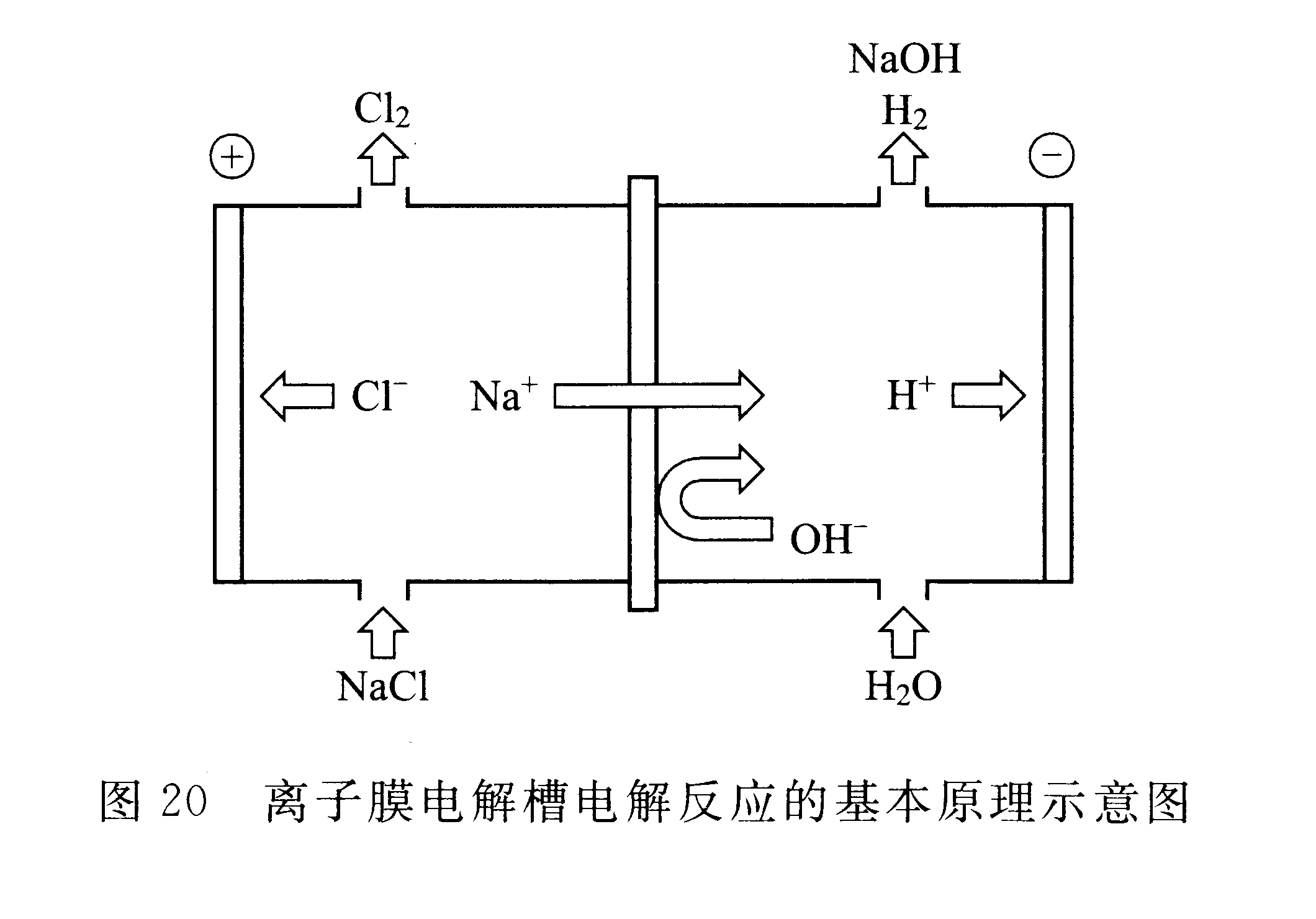 離子膜電解槽電解反應的基本原理示意圖